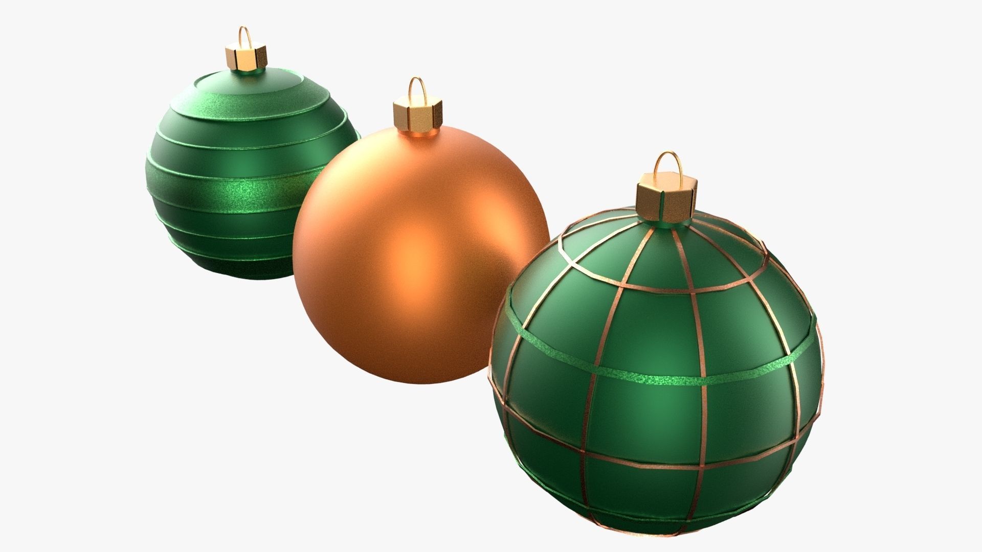 Christmas Tree Ornament Set3 - Green Orange 3D model_4