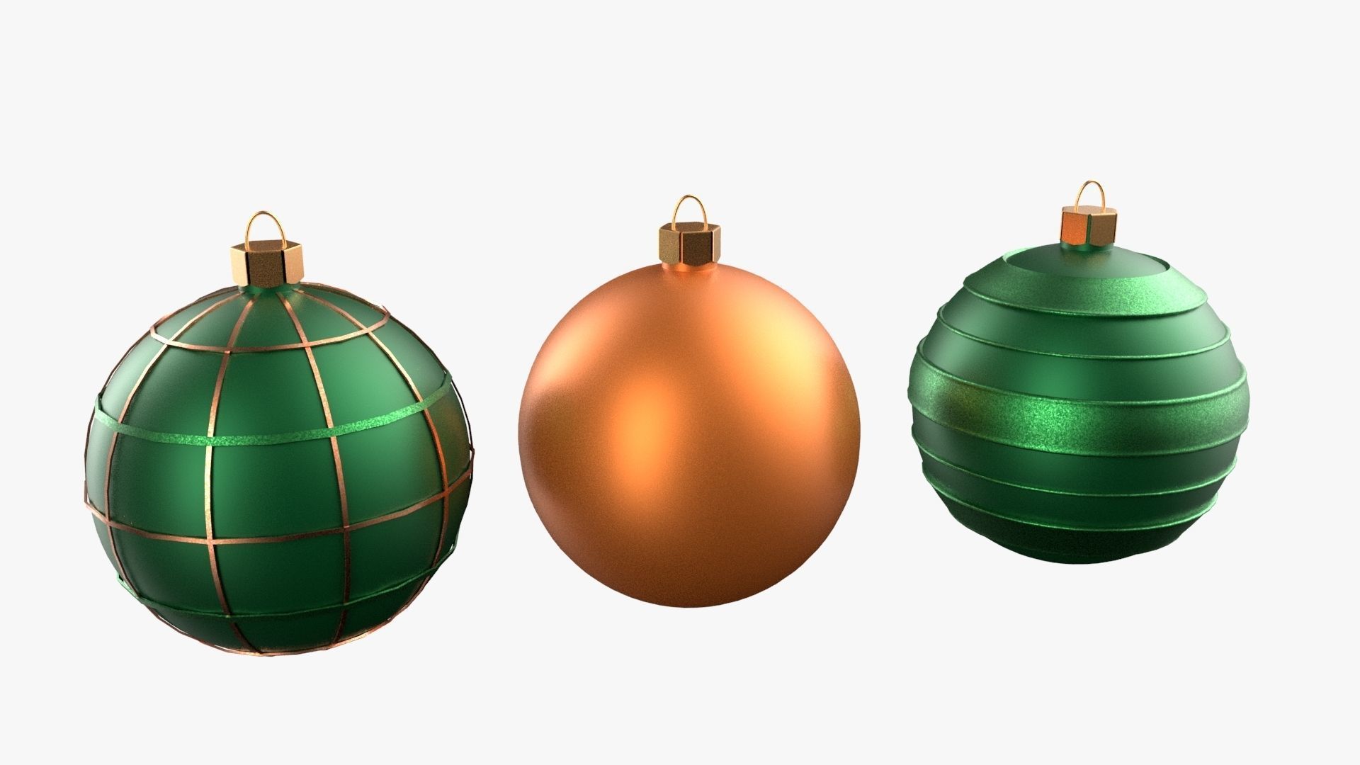Christmas Tree Ornament Set3 - Green Orange 3D model_1
