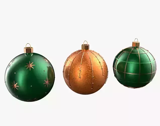 Christmas Tree Ornament Set4 - Green Orange