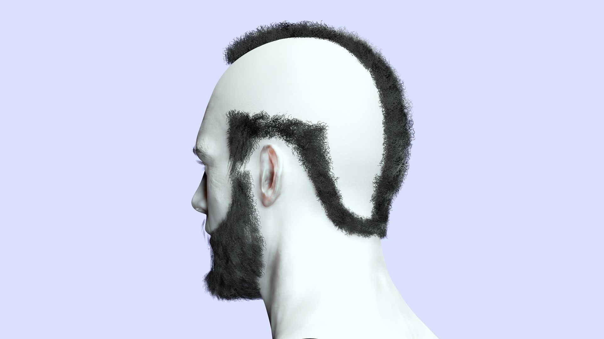Realistic Male Hairstyle Low-poly 3D model_8