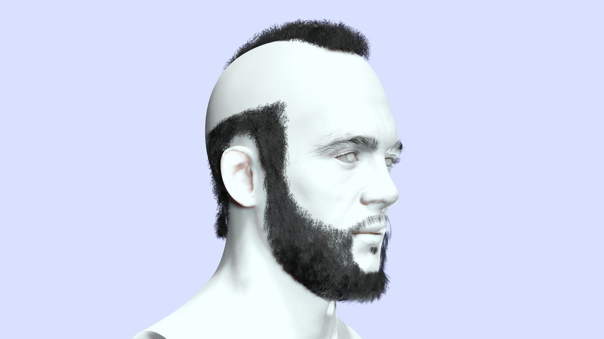 Realistic Male Hairstyle Low-poly 3D model_13