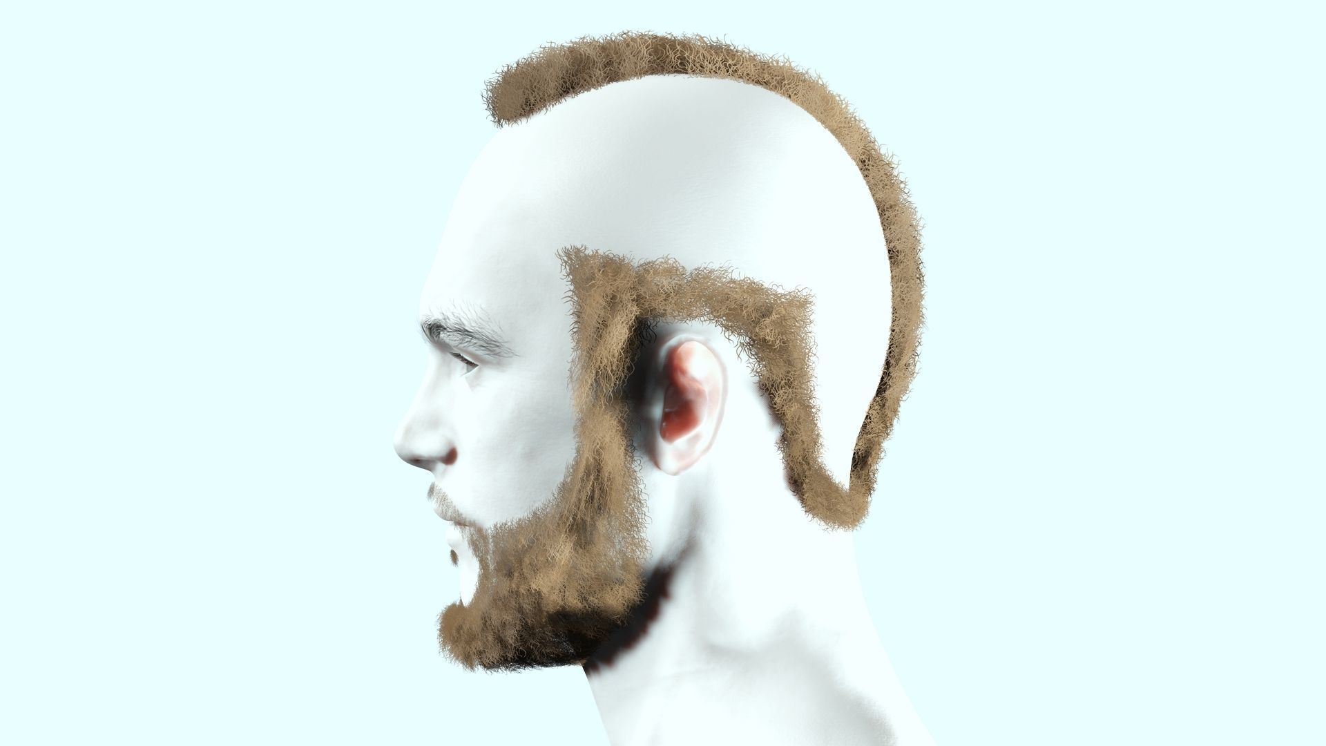 Realistic Male Hairstyle Low-poly 3D model_3