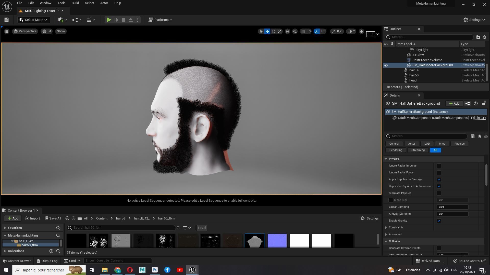 Realistic Male Hairstyle Low-poly 3D model_23