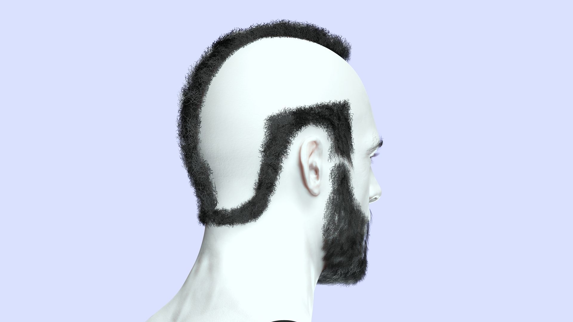 Realistic Male Hairstyle Low-poly 3D model_11