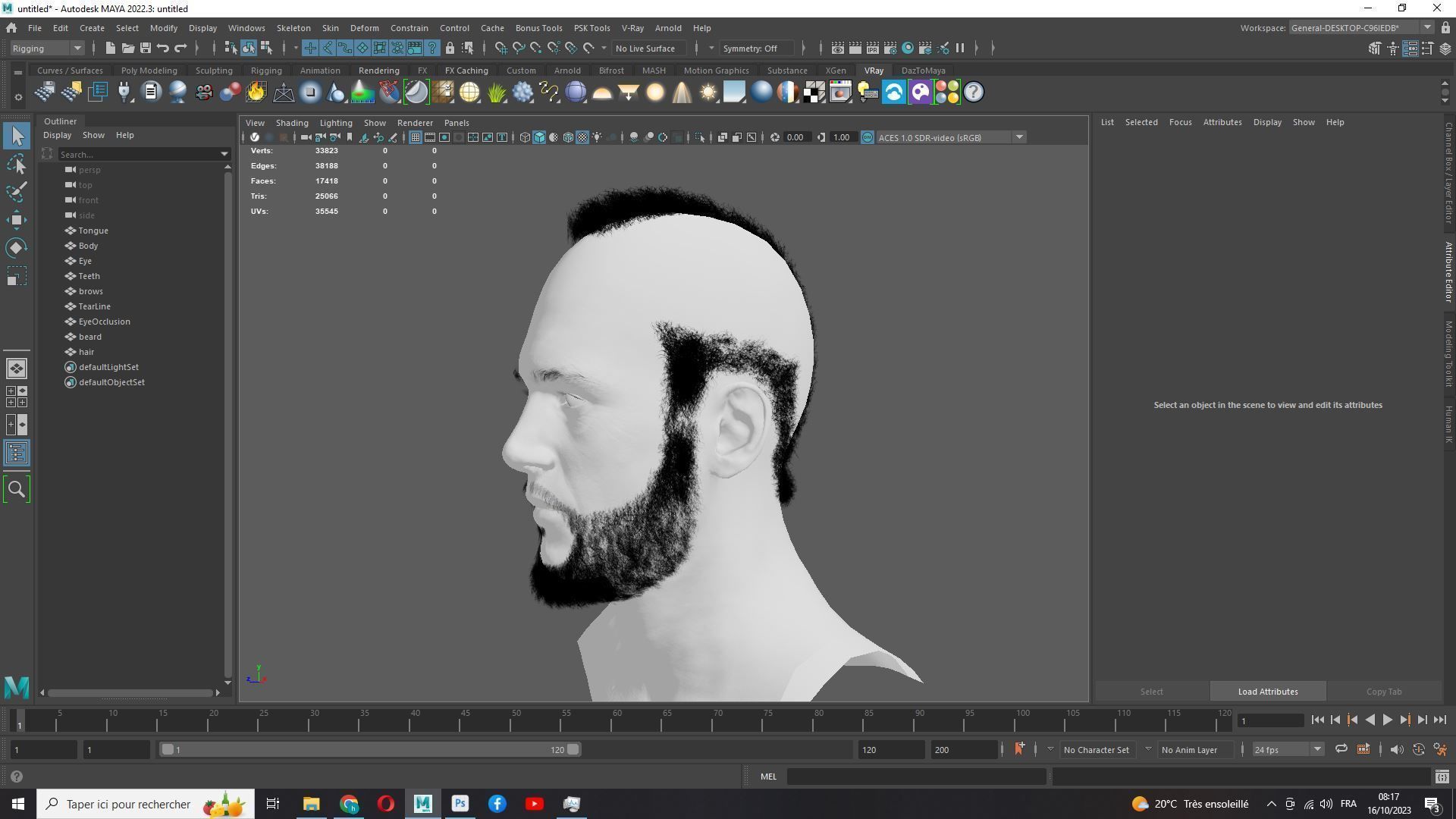 Realistic Male Hairstyle Low-poly 3D model_19