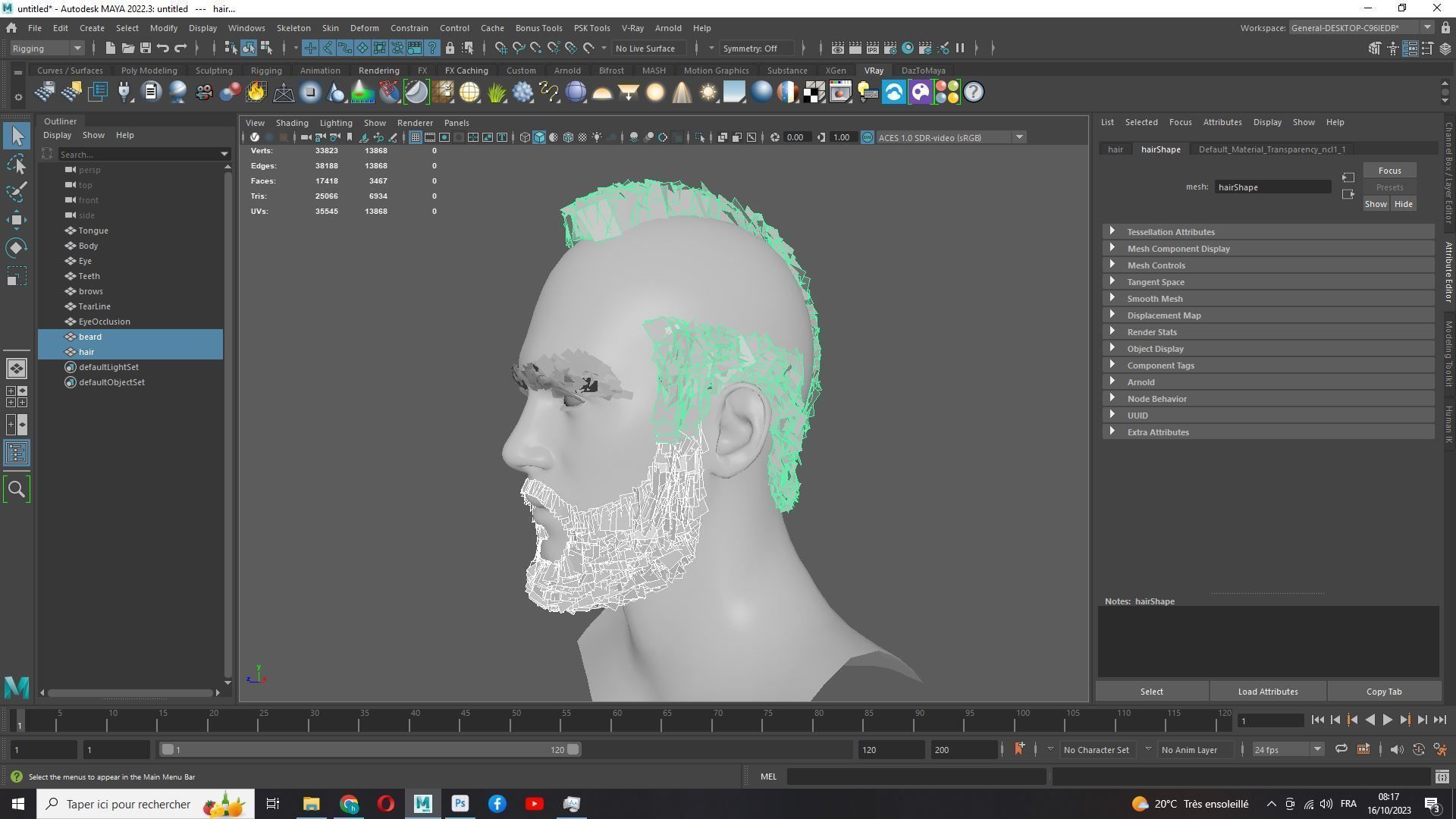 Realistic Male Hairstyle Low-poly 3D model_17
