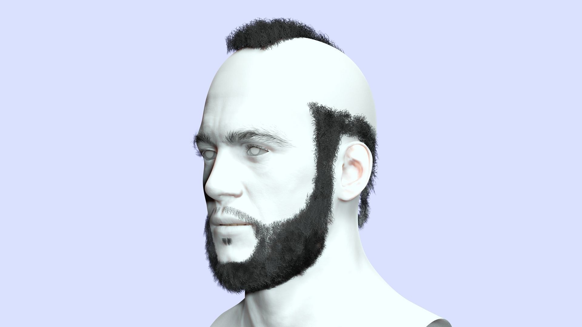 Realistic Male Hairstyle Low-poly 3D model_6