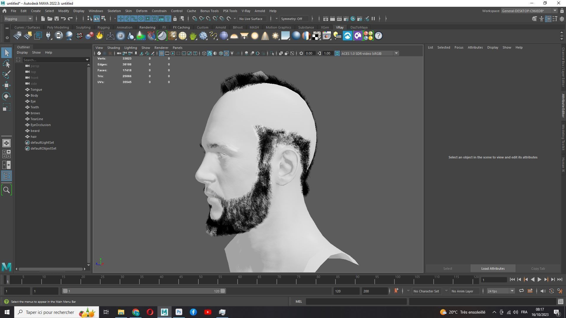 Realistic Male Hairstyle Low-poly 3D model_18