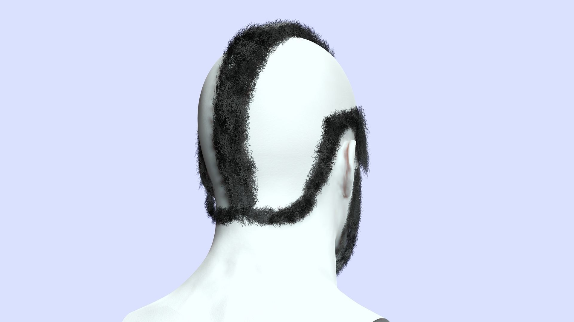 Realistic Male Hairstyle Low-poly 3D model_10
