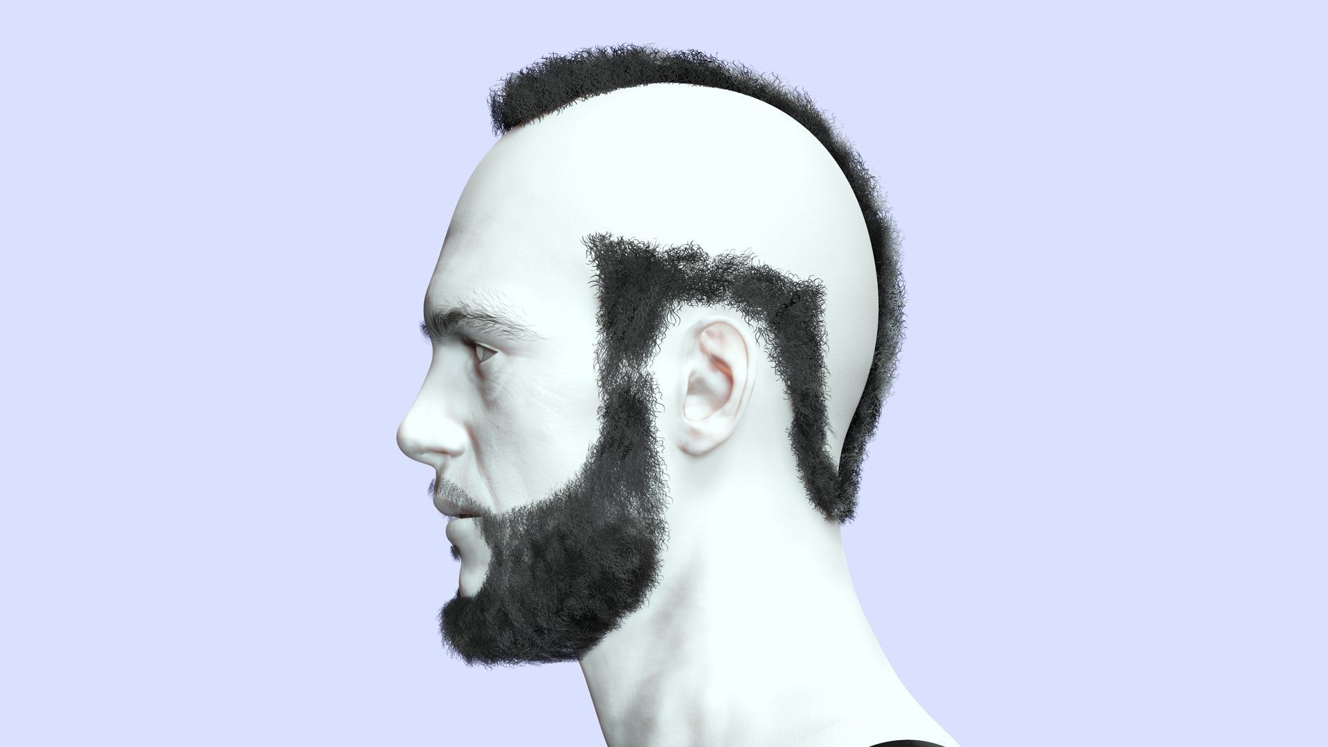 Realistic Male Hairstyle Low-poly 3D model_7