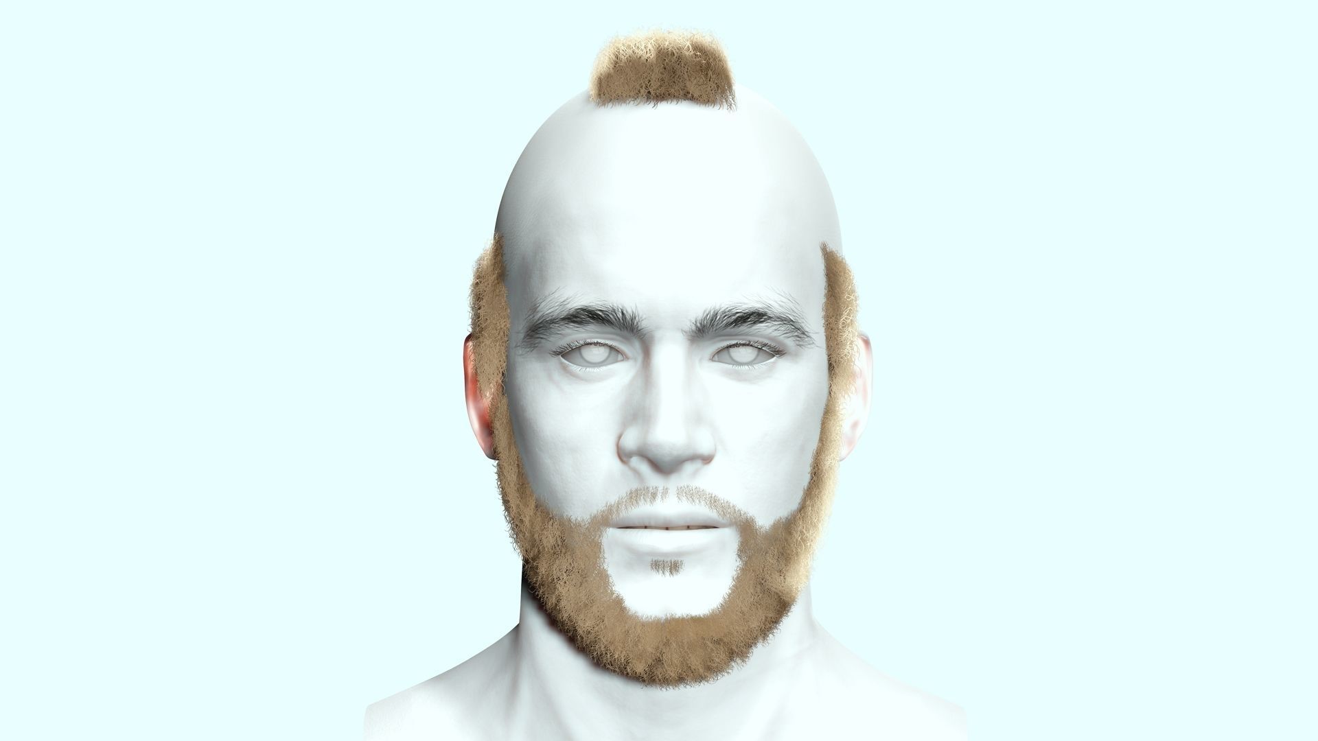 Realistic Male Hairstyle Low-poly 3D model_4