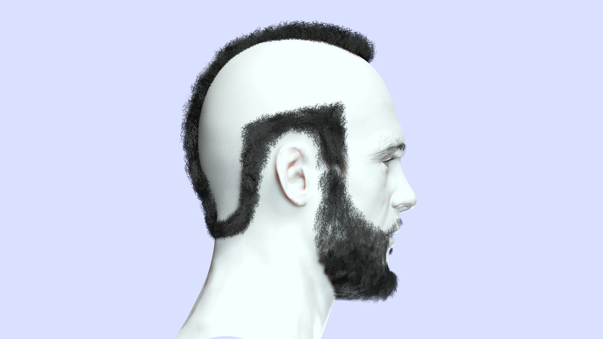 Realistic Male Hairstyle Low-poly 3D model_12