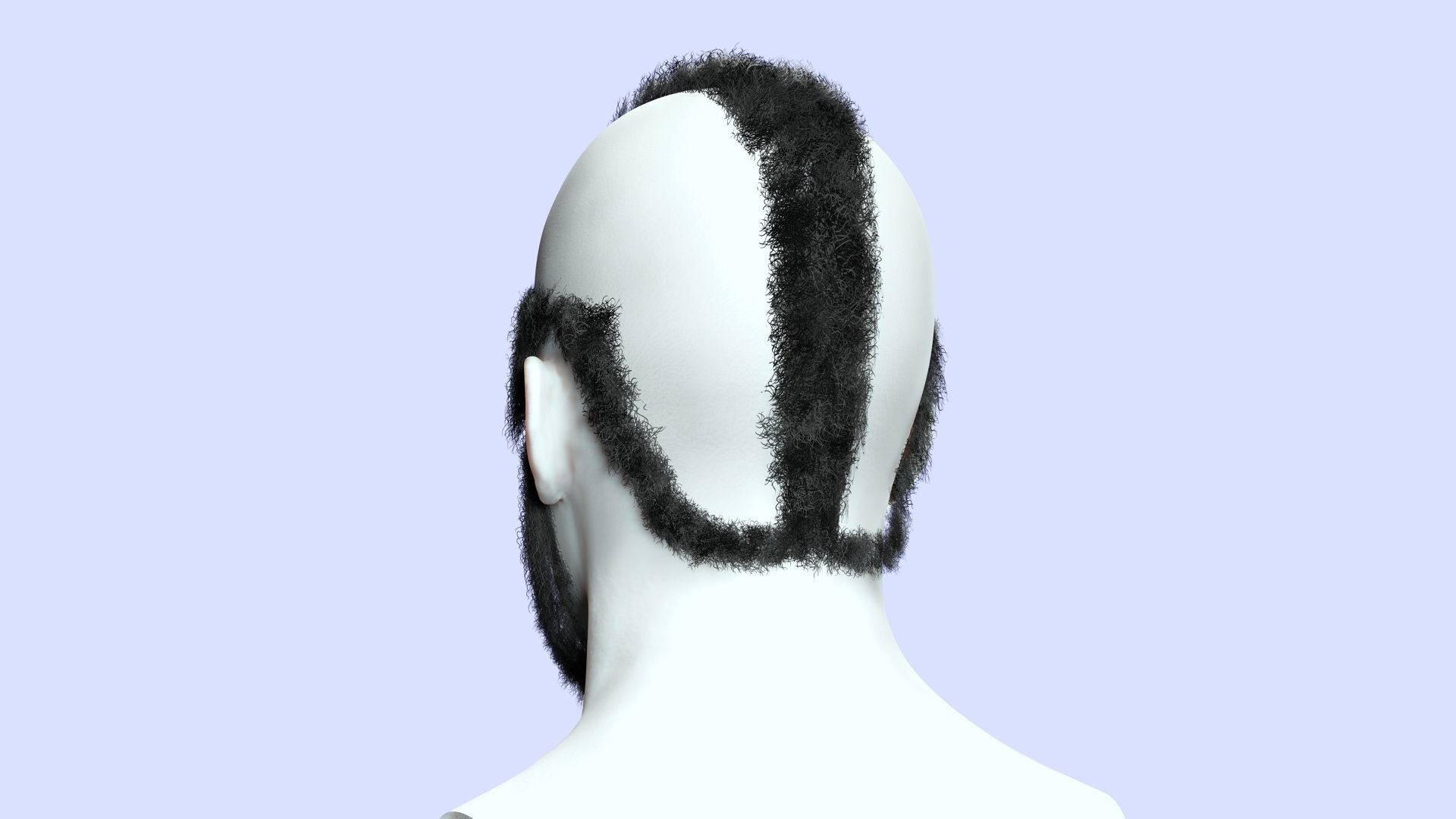 Realistic Male Hairstyle Low-poly 3D model_9