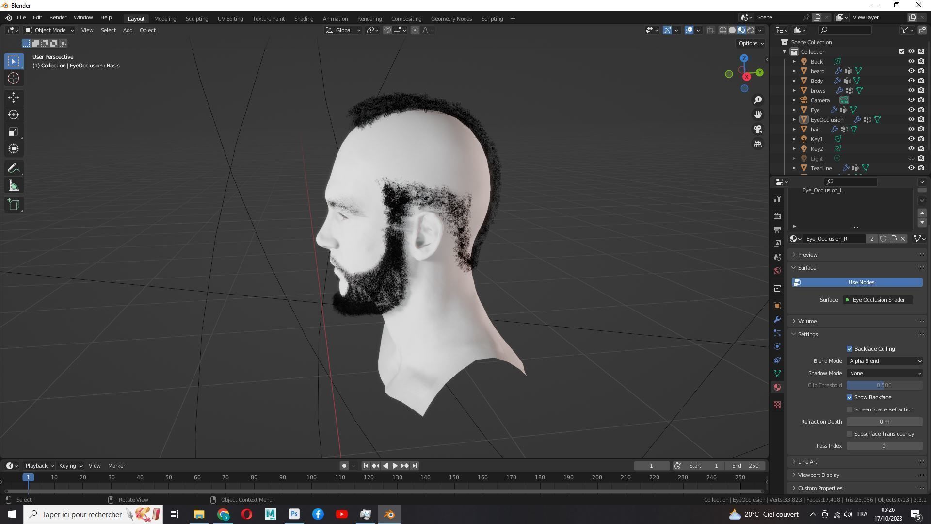 Realistic Male Hairstyle Low-poly 3D model_20
