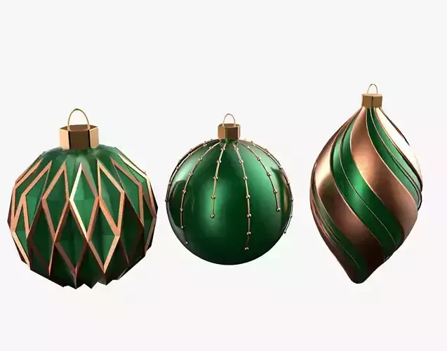 Christmas Tree Ornament Set5 - Green Orange