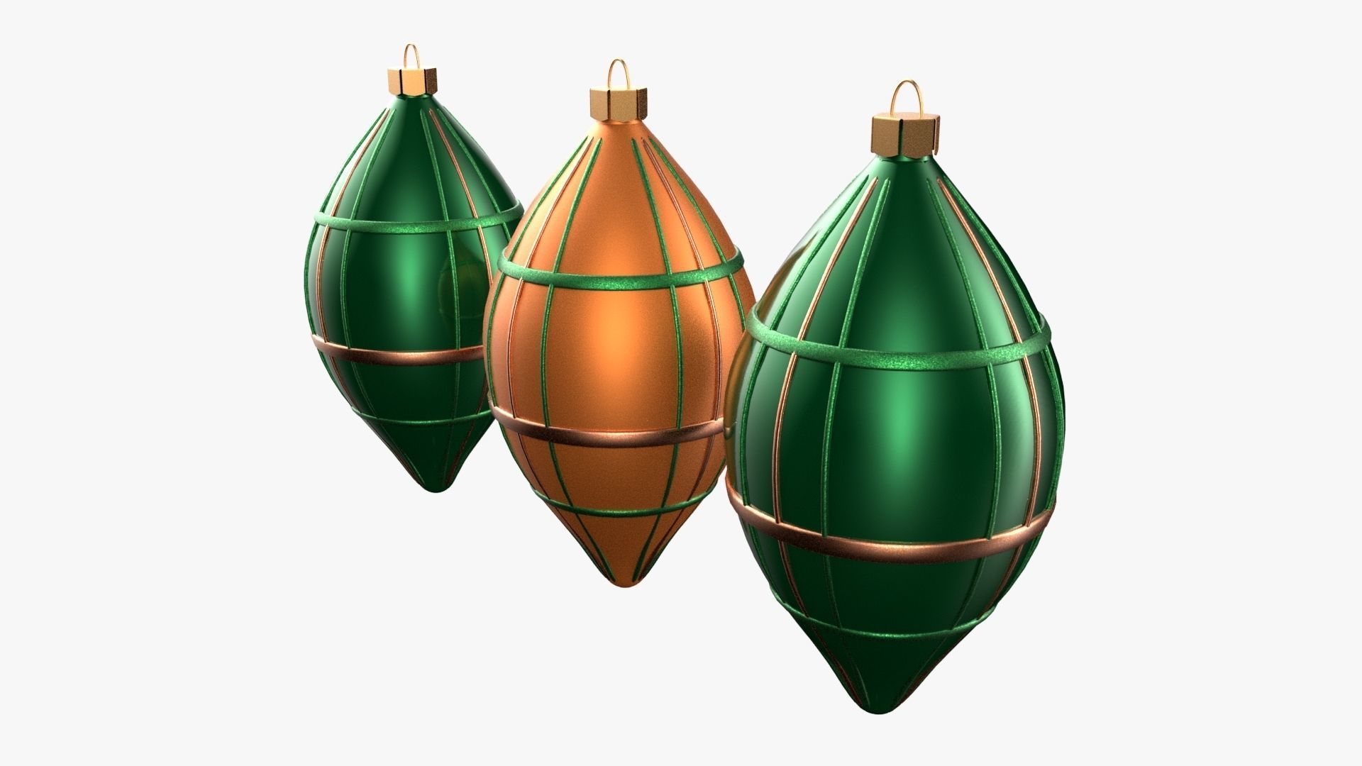 Christmas Tree Ornament Set6 - Green Orange 3D model_4