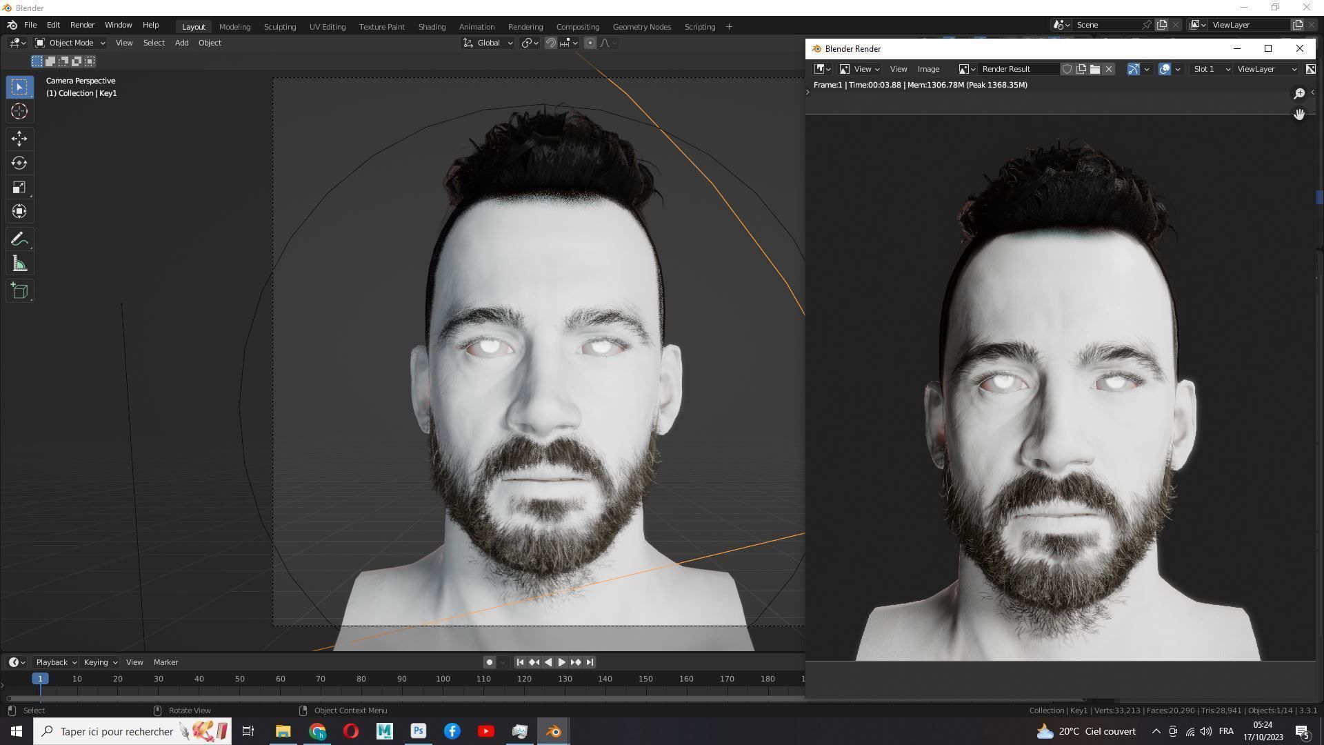 Faux Hawk Male Hair Low-poly 3D model_18