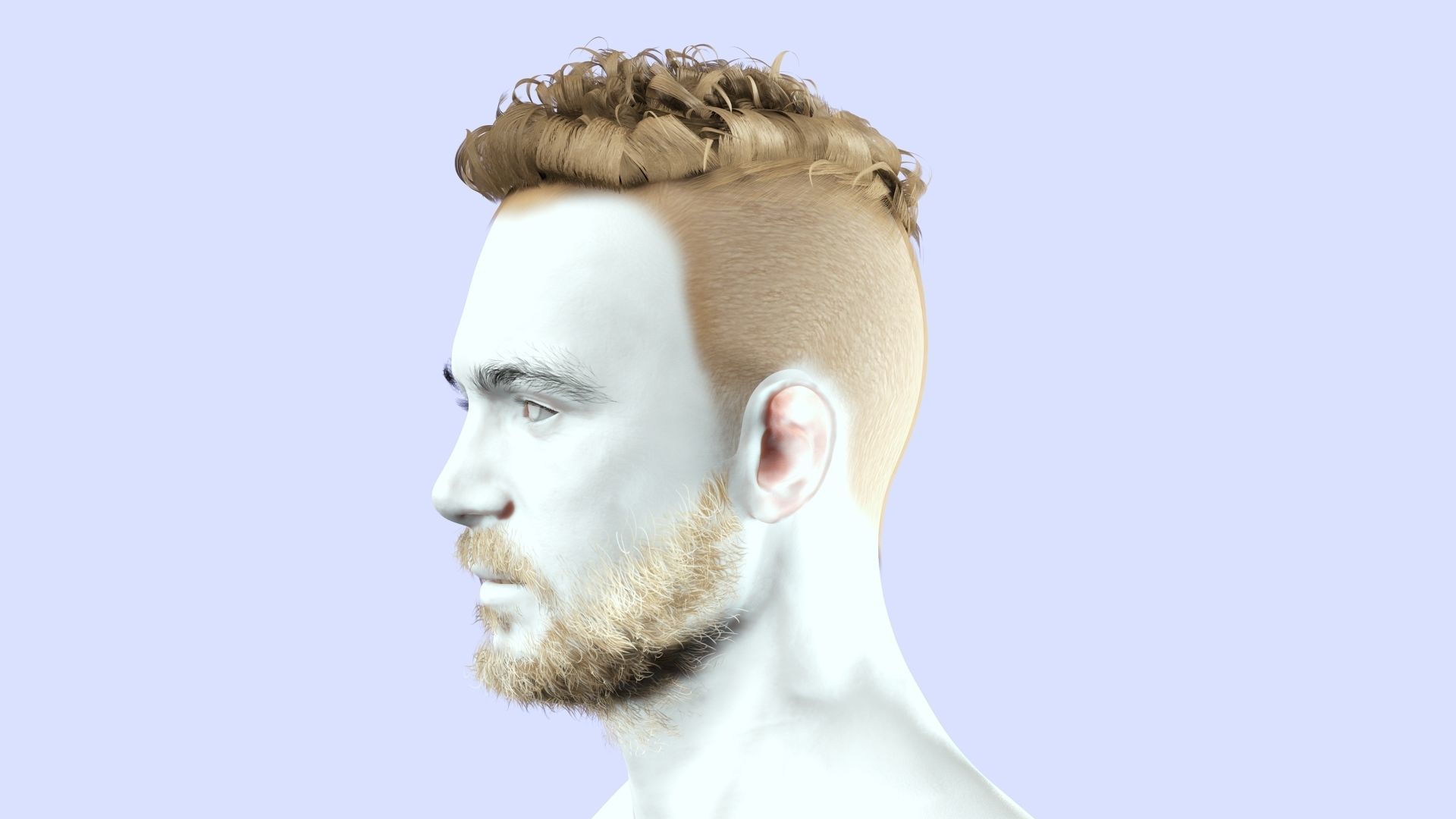 Faux Hawk Male Hair Low-poly 3D model_2