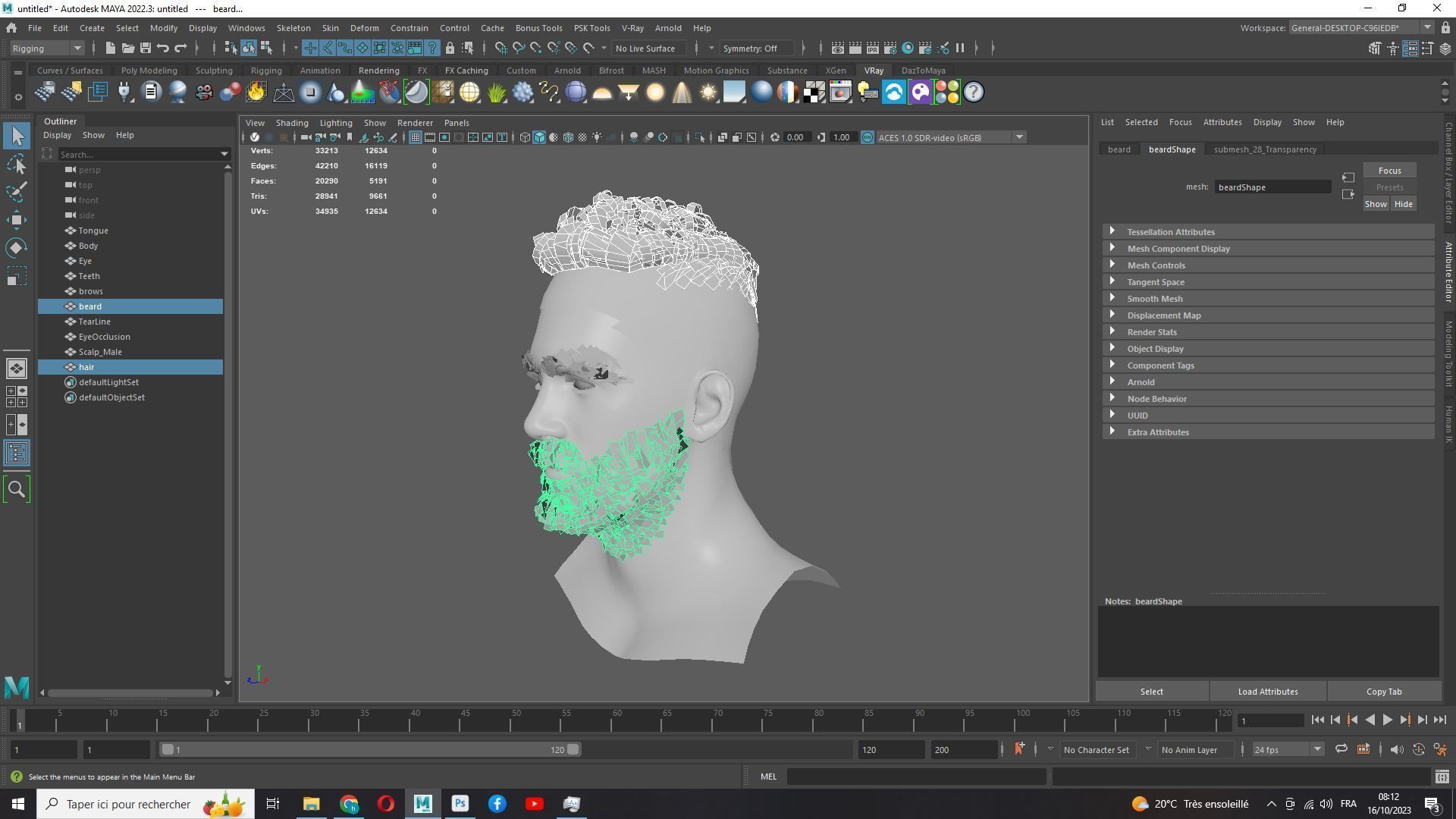 Faux Hawk Male Hair Low-poly 3D model_14