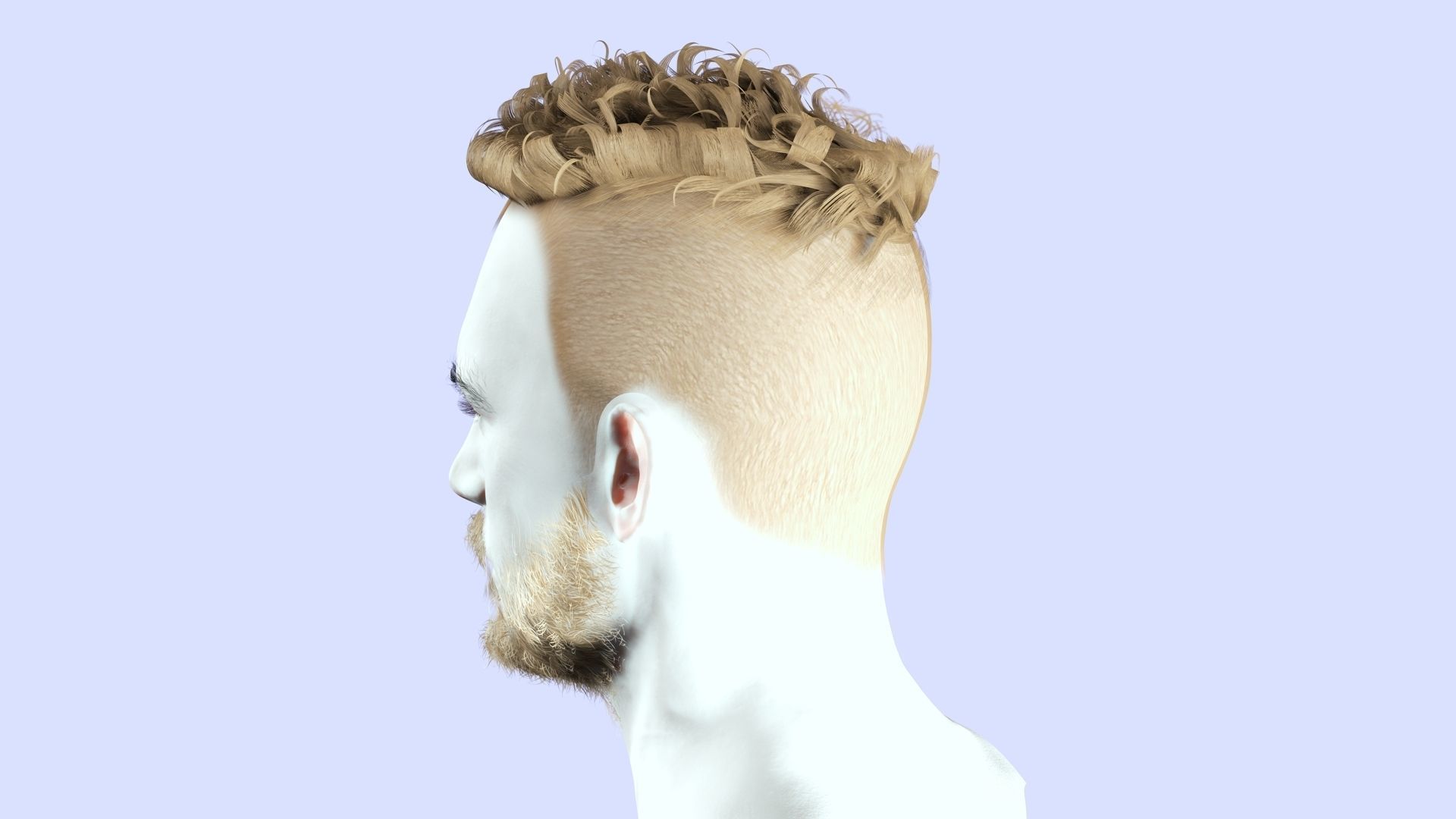 Faux Hawk Male Hair Low-poly 3D model_3