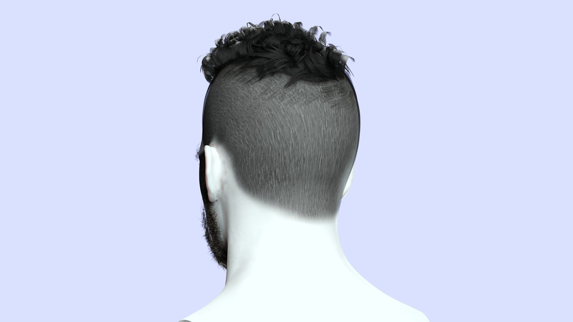 Faux Hawk Male Hair Low-poly 3D model_7