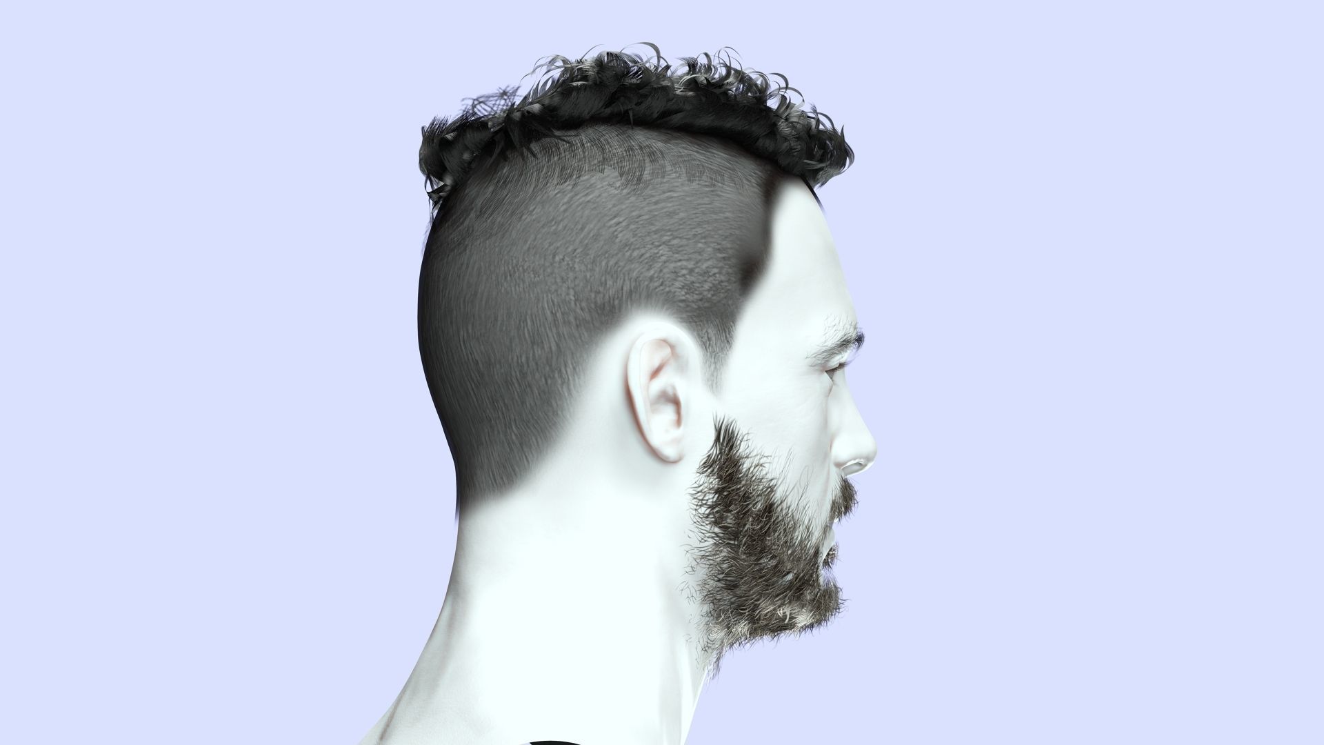 Faux Hawk Male Hair Low-poly 3D model_9