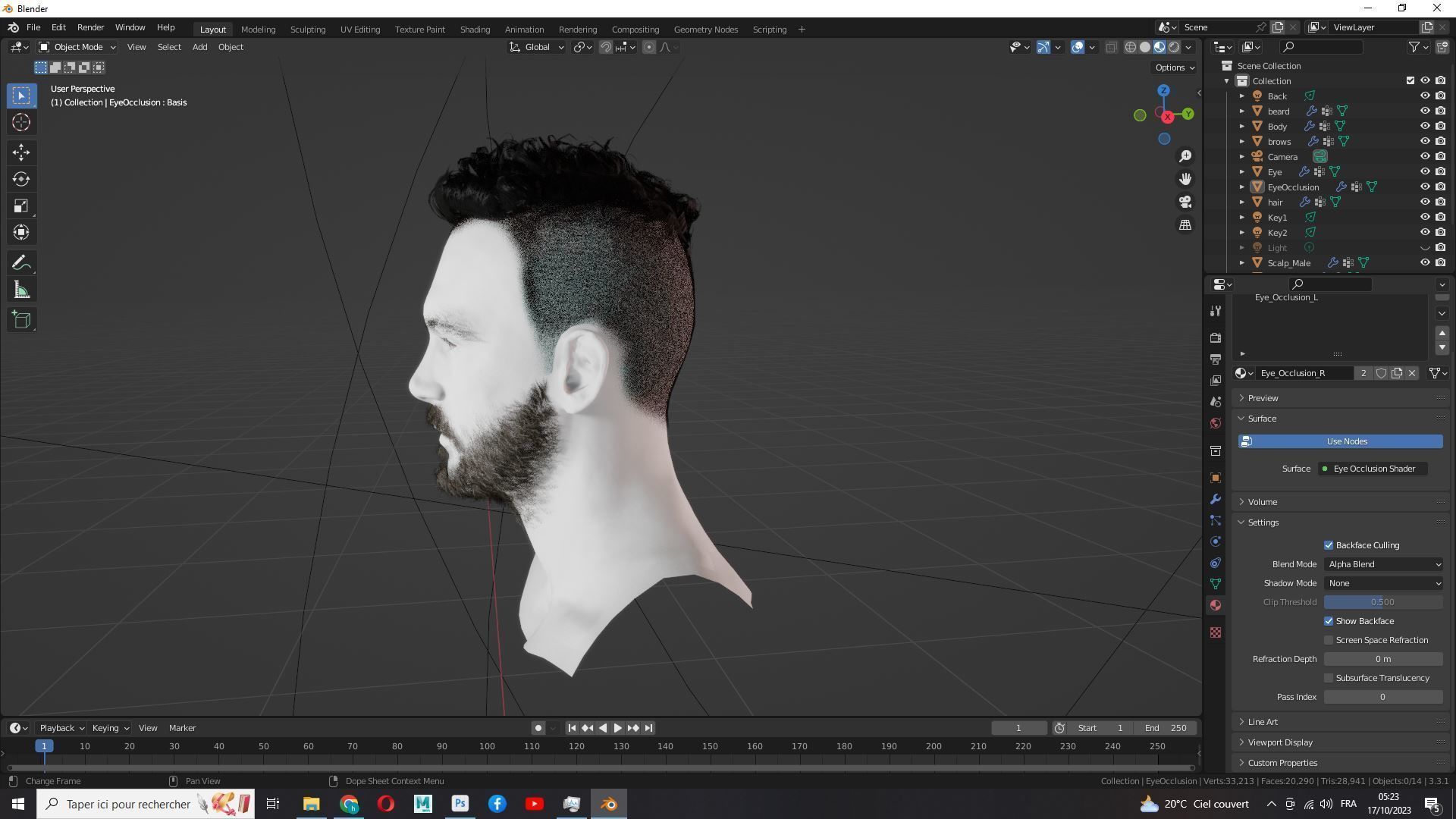 Faux Hawk Male Hair Low-poly 3D model_17