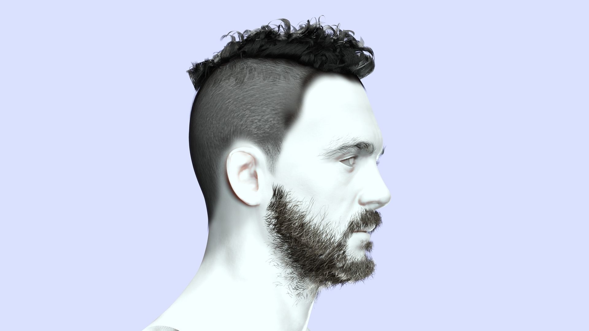 Faux Hawk Male Hair Low-poly 3D model_10