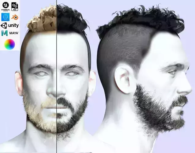 Faux Hawk Male Hair Low-poly 3D model