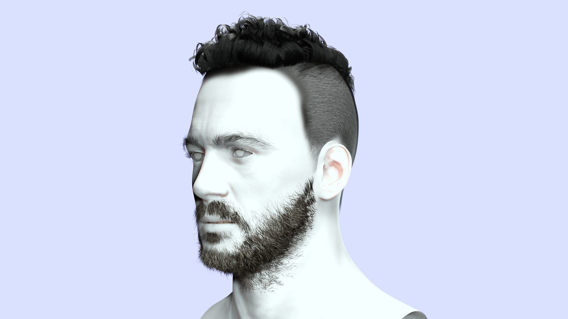 Faux Hawk Male Hair Low-poly 3D model_5