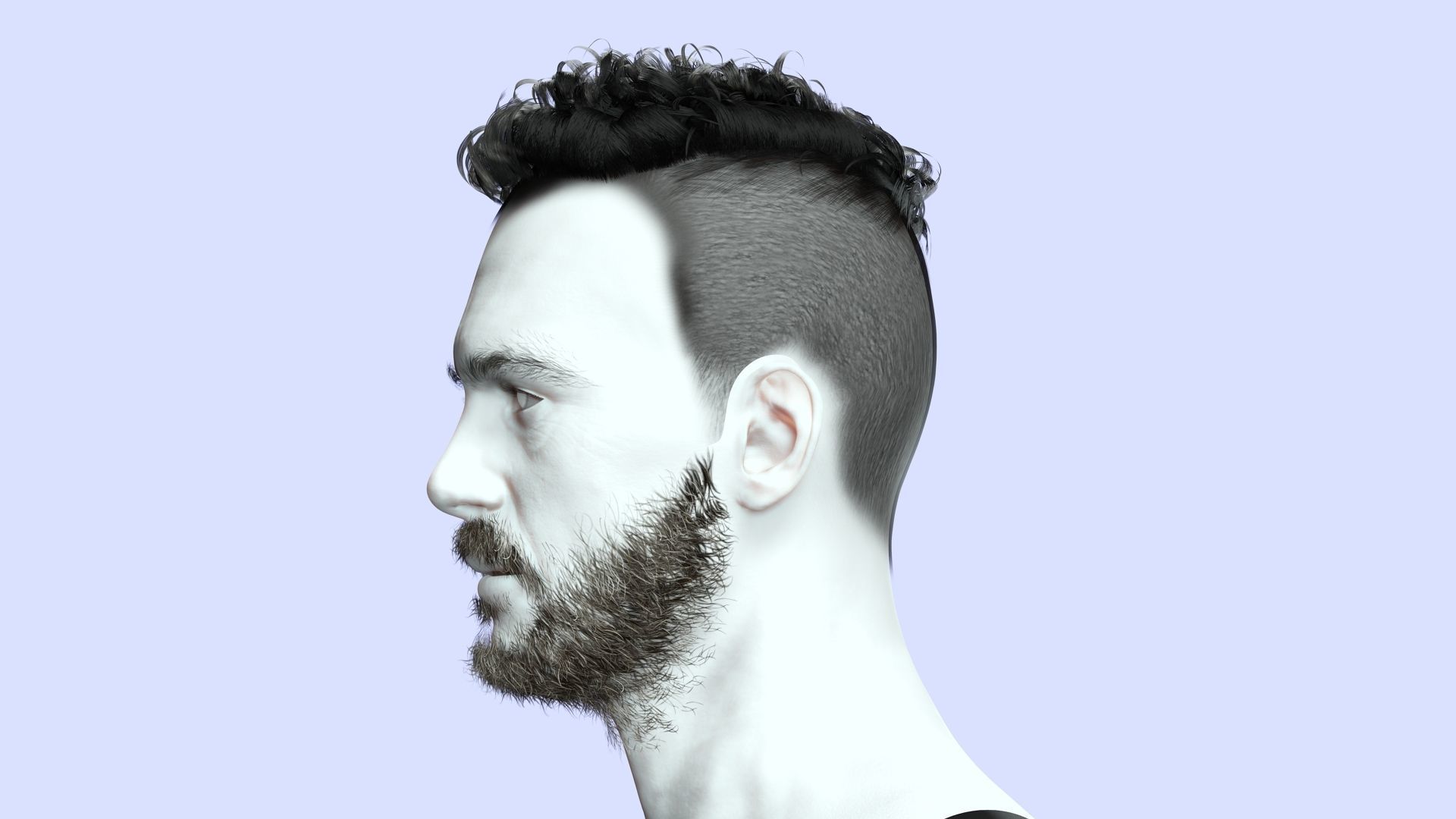 Faux Hawk Male Hair Low-poly 3D model_6