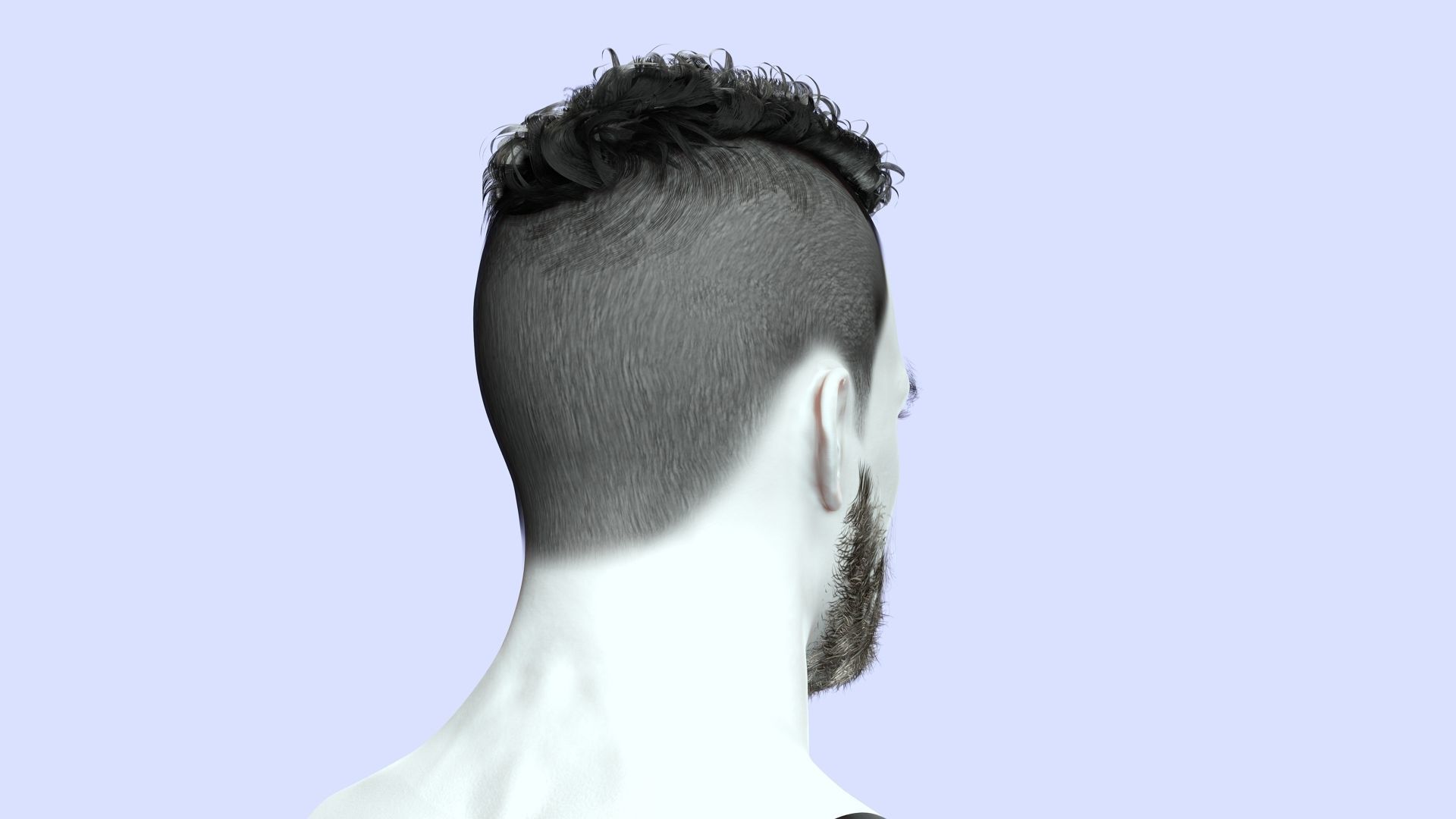 Faux Hawk Male Hair Low-poly 3D model_8
