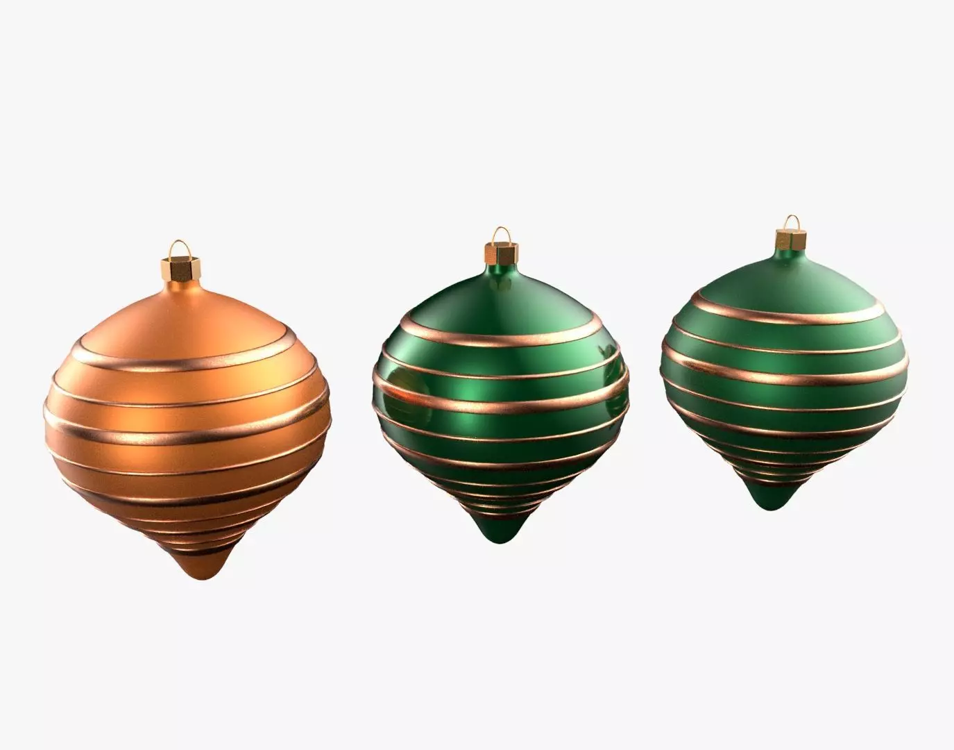 Christmas Tree Ornament Set9 - Green Orange 3D model_0