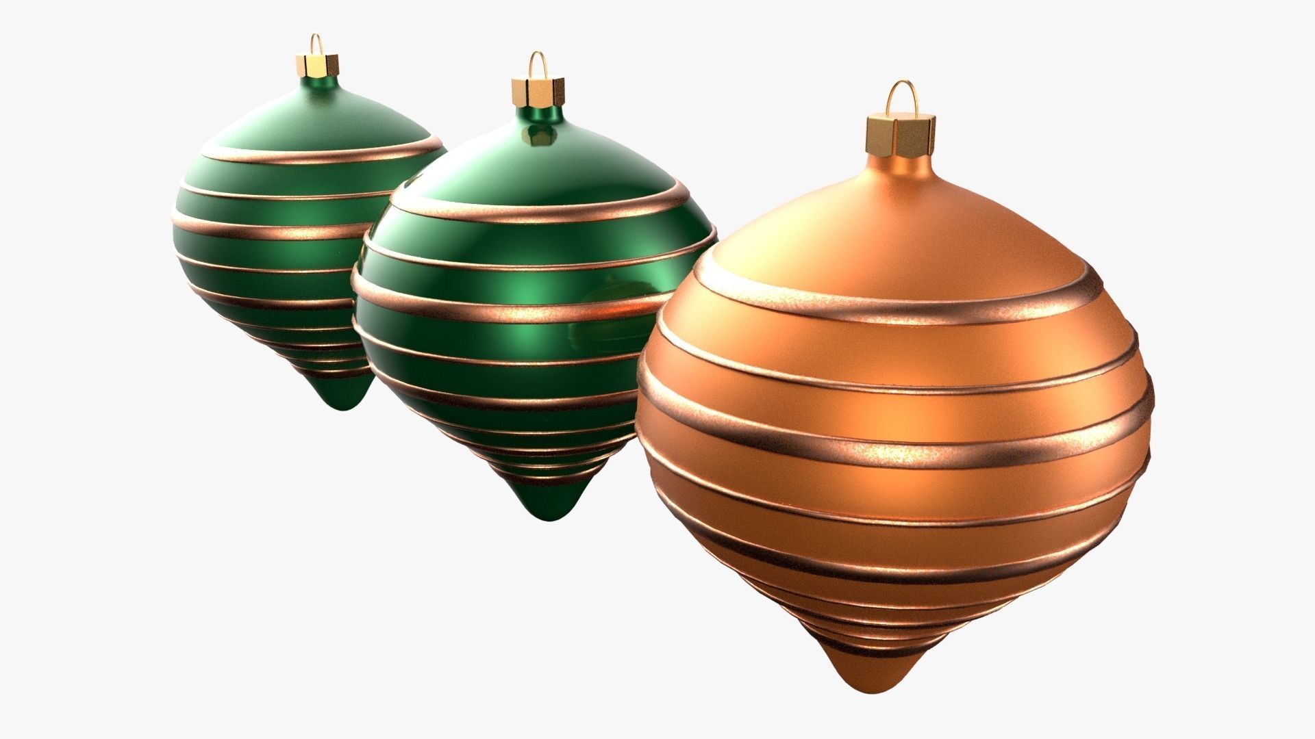 Christmas Tree Ornament Set9 - Green Orange 3D model_4