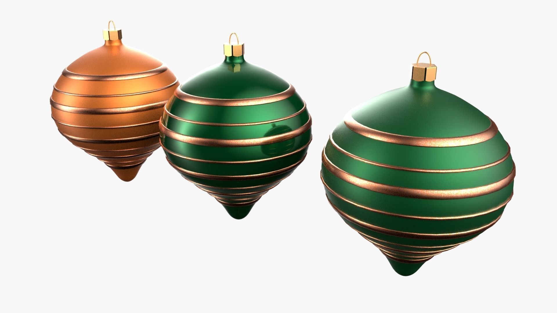 Christmas Tree Ornament Set9 - Green Orange 3D model_2