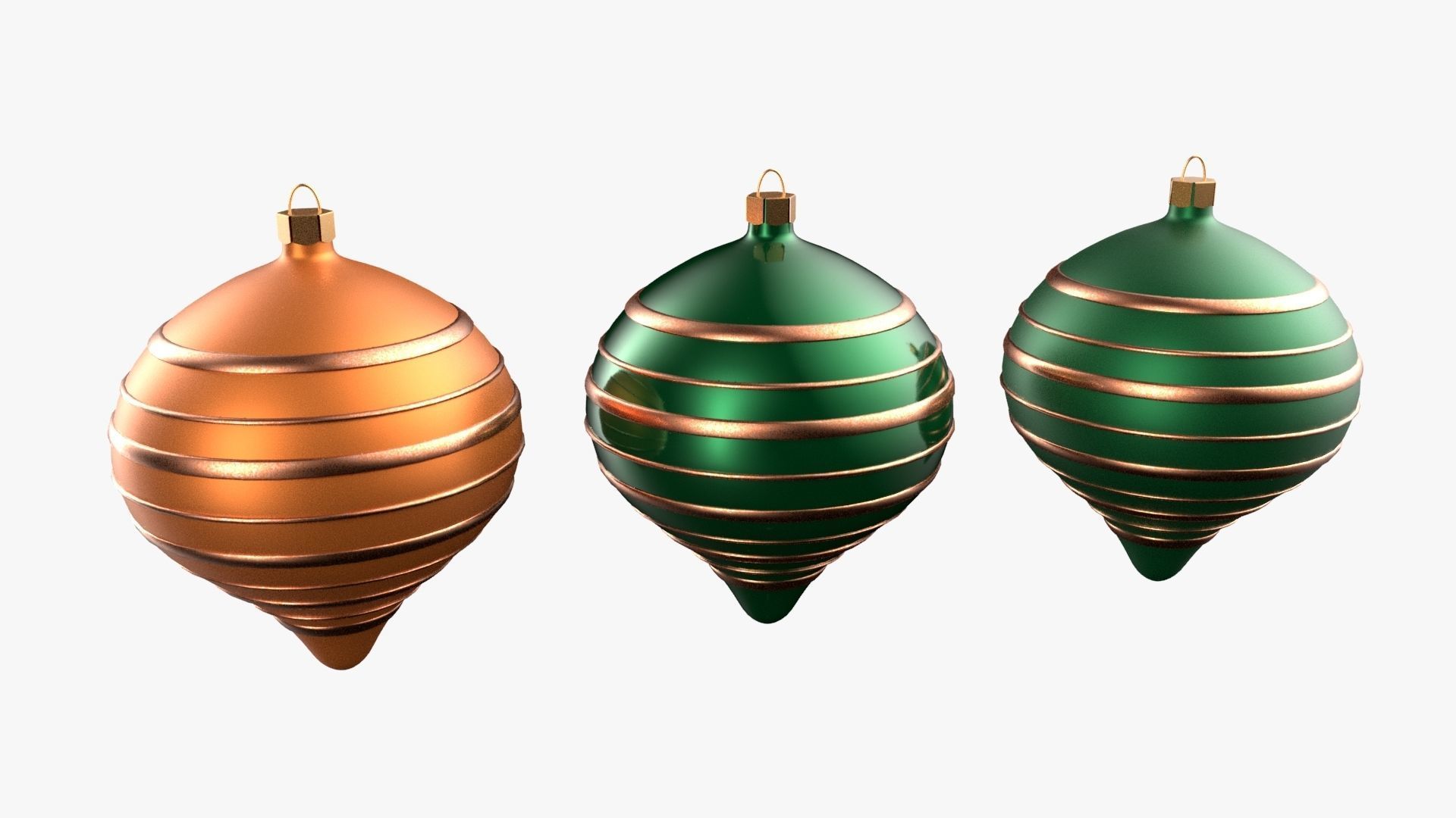 Christmas Tree Ornament Set9 - Green Orange 3D model_1