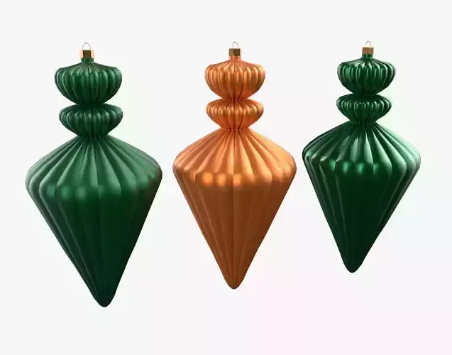 Christmas Tree Ornament Set10 - Green Orange