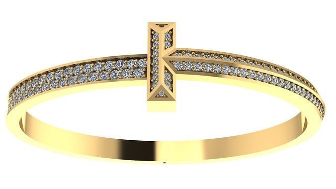 Tiffan T T1 Wide Diamond Hinged Bangle 3D print model