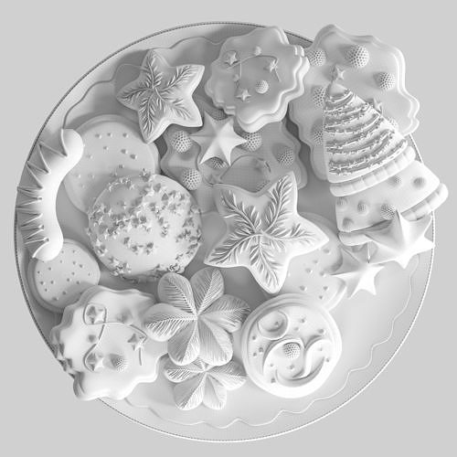 New Year sweets Cookies candies gingerbread 3D model 2