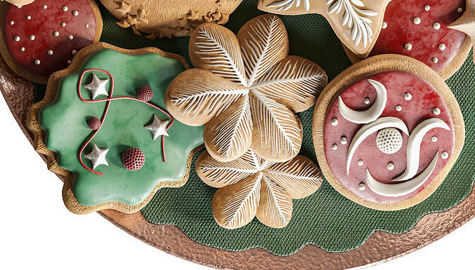 New Year sweets Cookies candies gingerbread 3D model 4