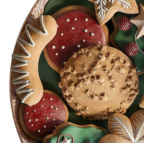 New Year sweets Cookies candies gingerbread 3D model 5