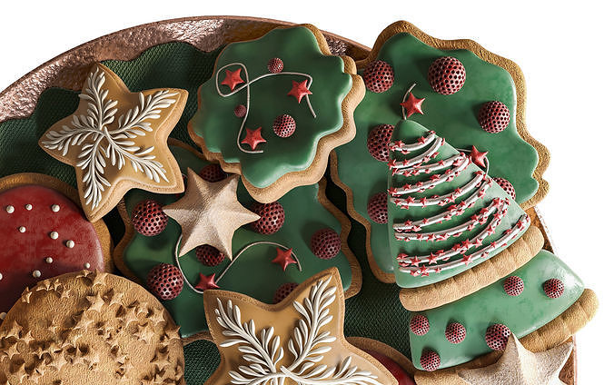 New Year sweets Cookies candies gingerbread 3D model 3