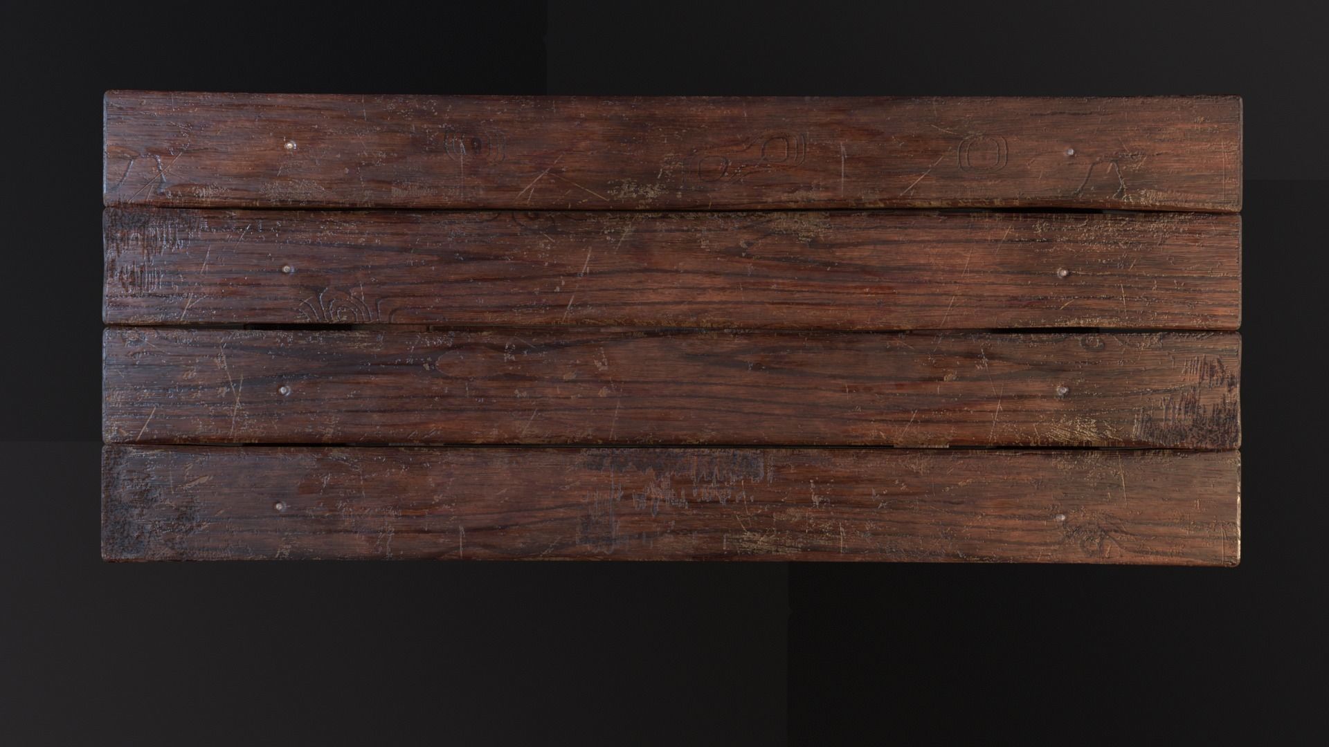 Old Wooden Heirloom Farm Table - 2 textures Low-poly 3D model_22