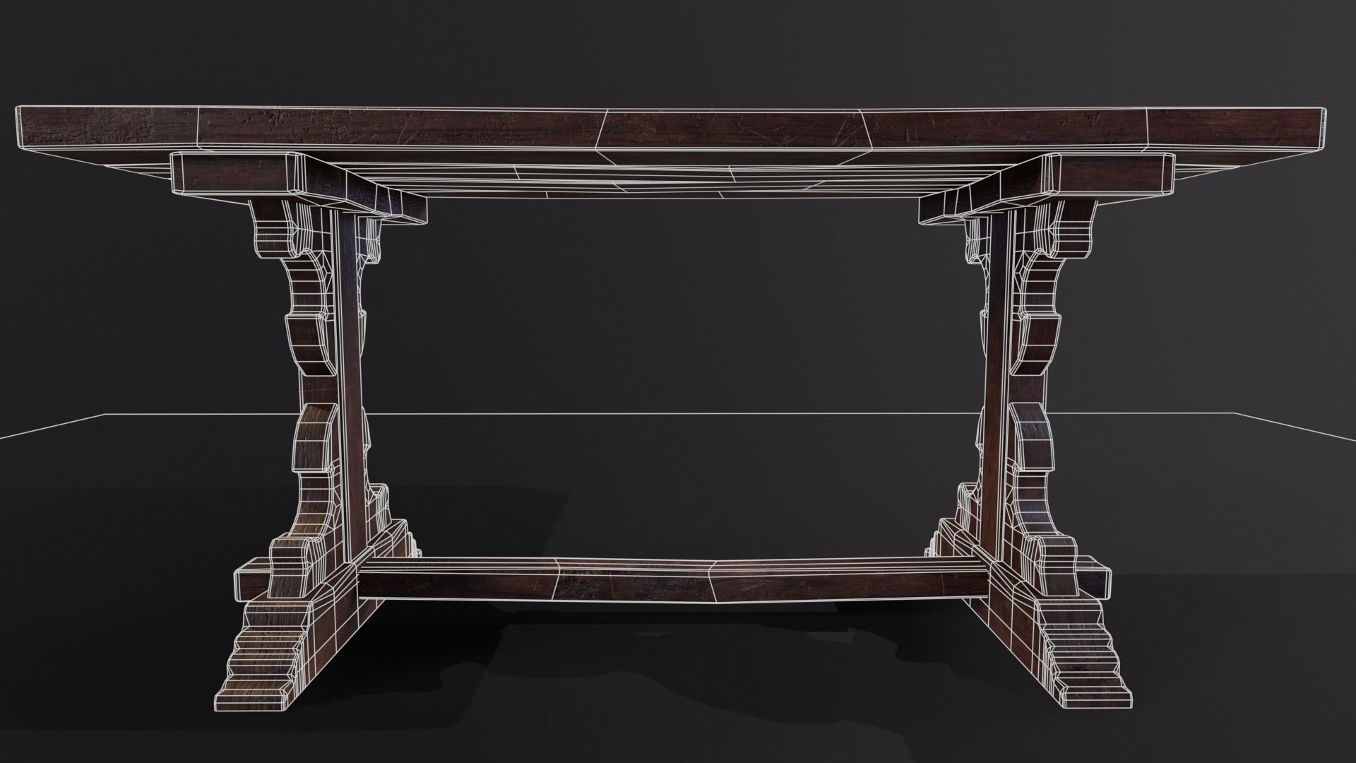 Old Wooden Heirloom Farm Table - 2 textures Low-poly 3D model_27