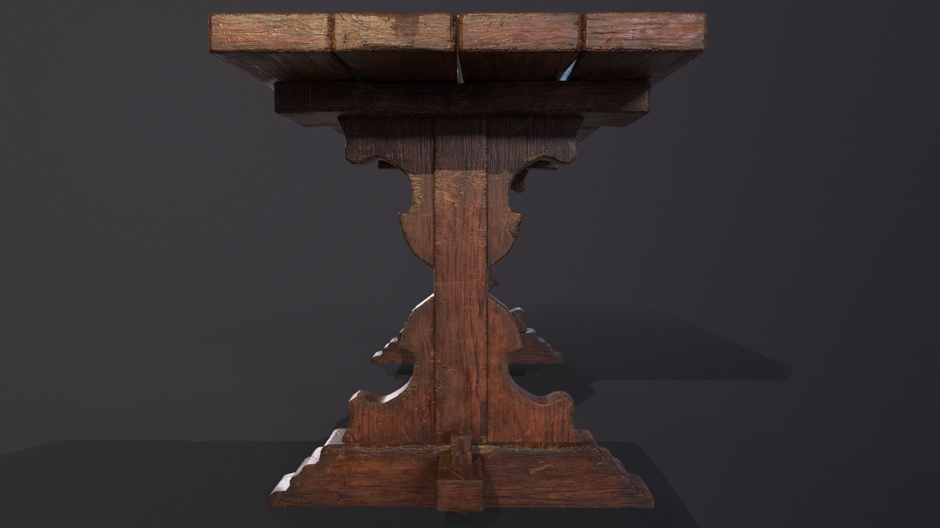Old Wooden Heirloom Farm Table - 2 textures Low-poly 3D model_24
