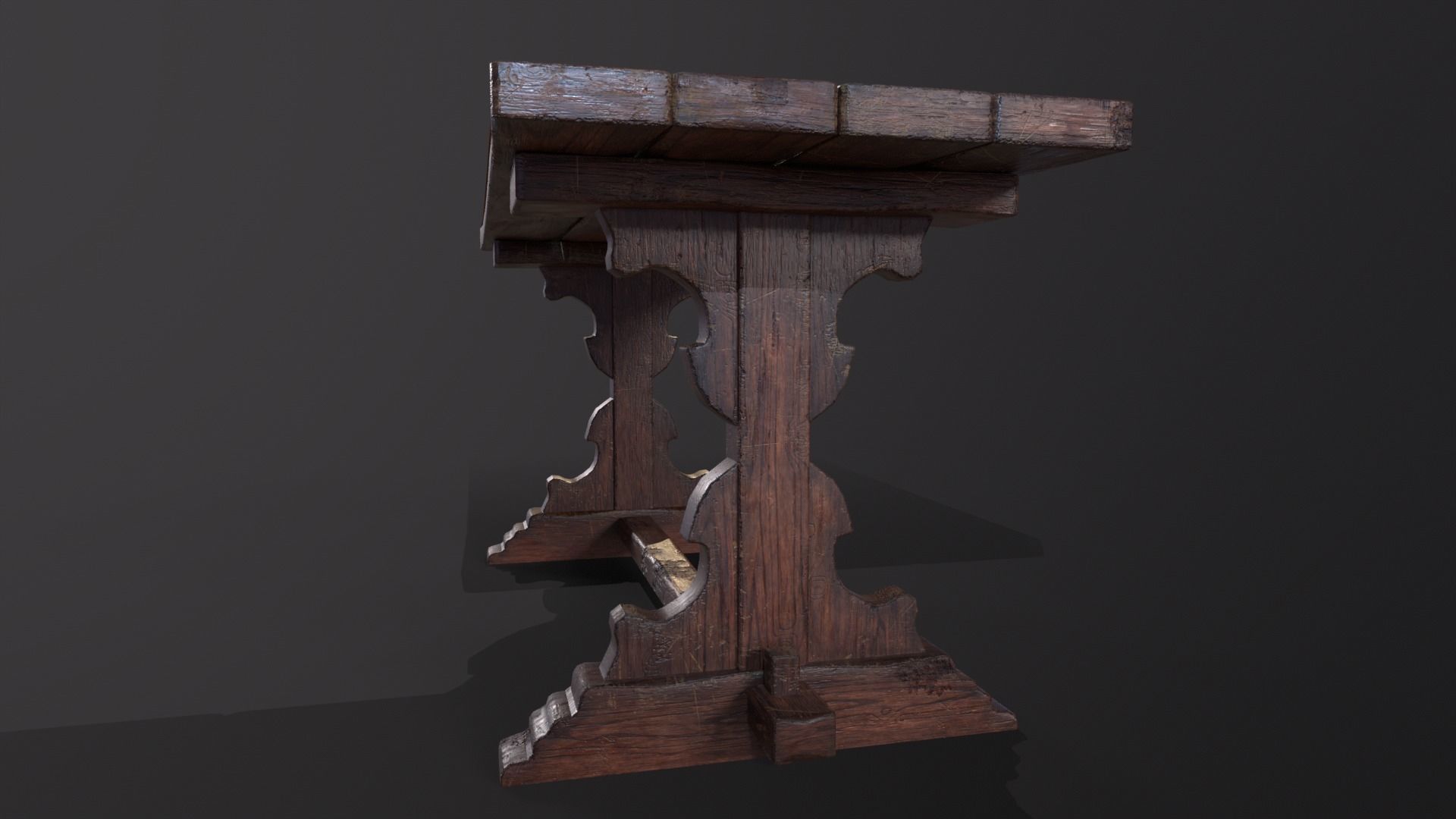 Old Wooden Heirloom Farm Table - 2 textures Low-poly 3D model_16