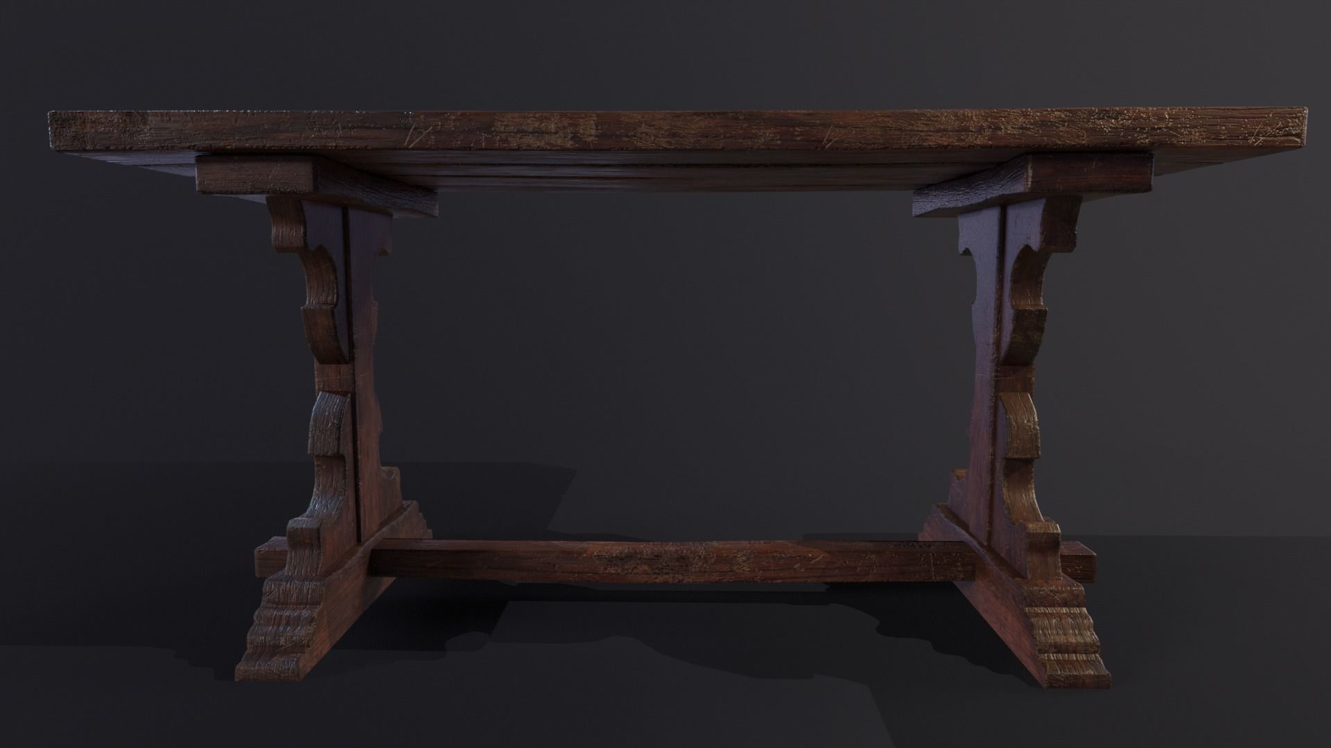 Old Wooden Heirloom Farm Table - 2 textures Low-poly 3D model_20