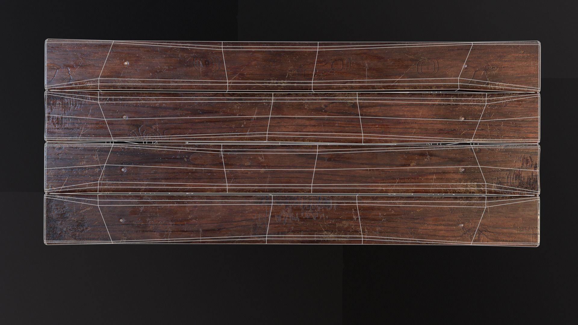 Old Wooden Heirloom Farm Table - 2 textures Low-poly 3D model_23