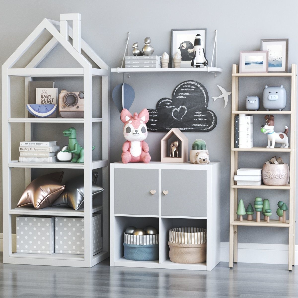 Childrens furniture with toys 3D model_4