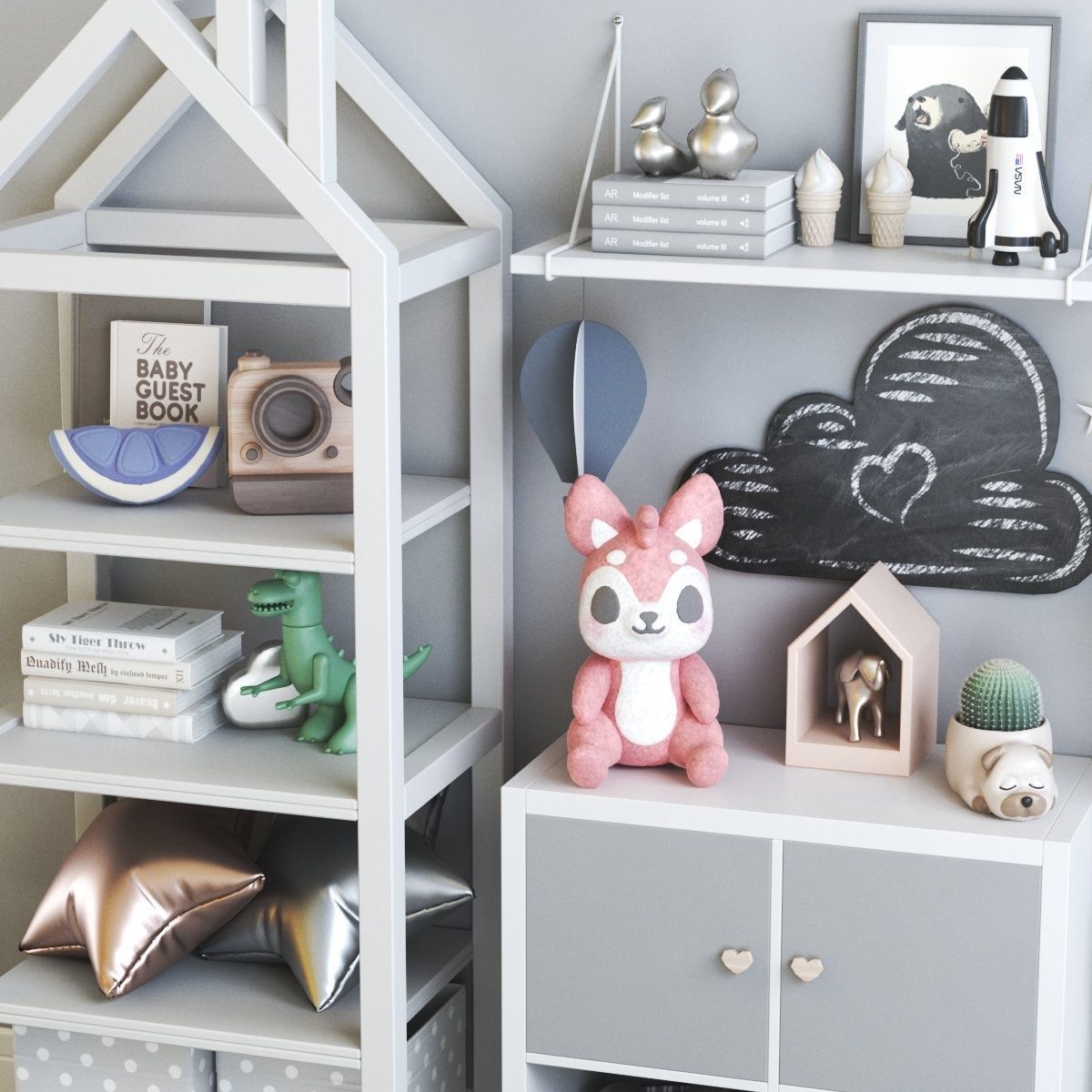 Childrens furniture with toys 3D model_5